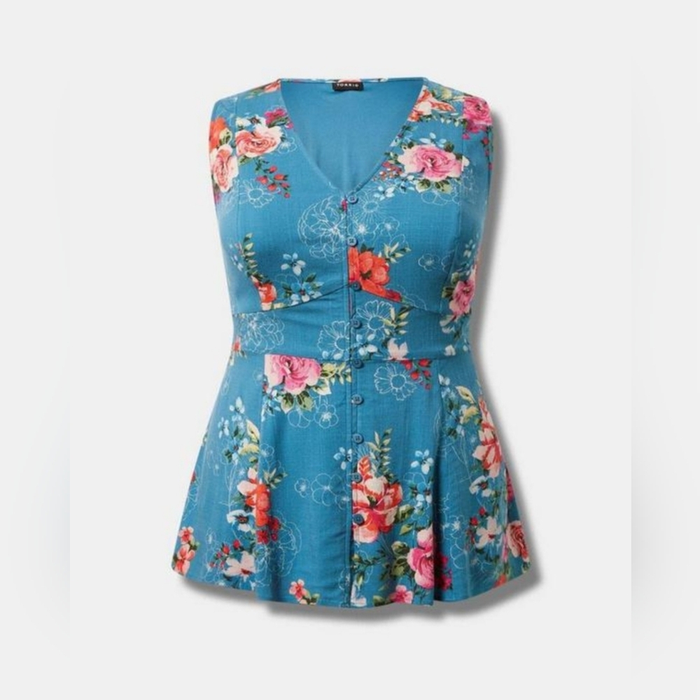 NWT Torrid Floral Bluesteel Sleeveless Top